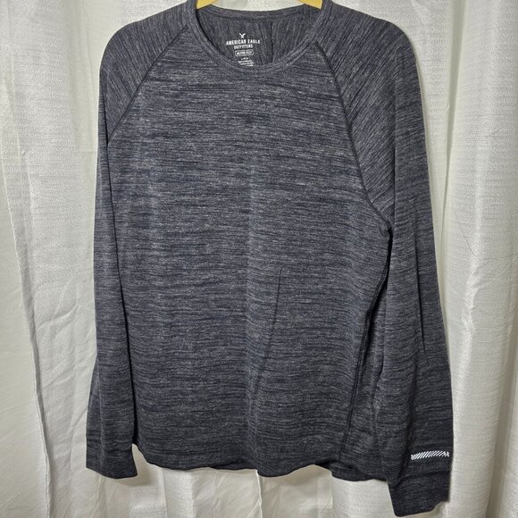 American Eagle Men's Gray Long-sleeved Tee Shirt Top Size Large - Picture 1 of 6